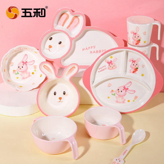 Pink cute rabbit children's tableware