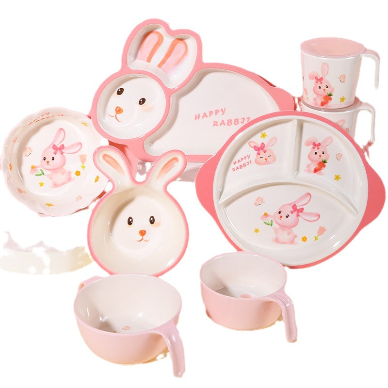 Pink cute rabbit children's tableware